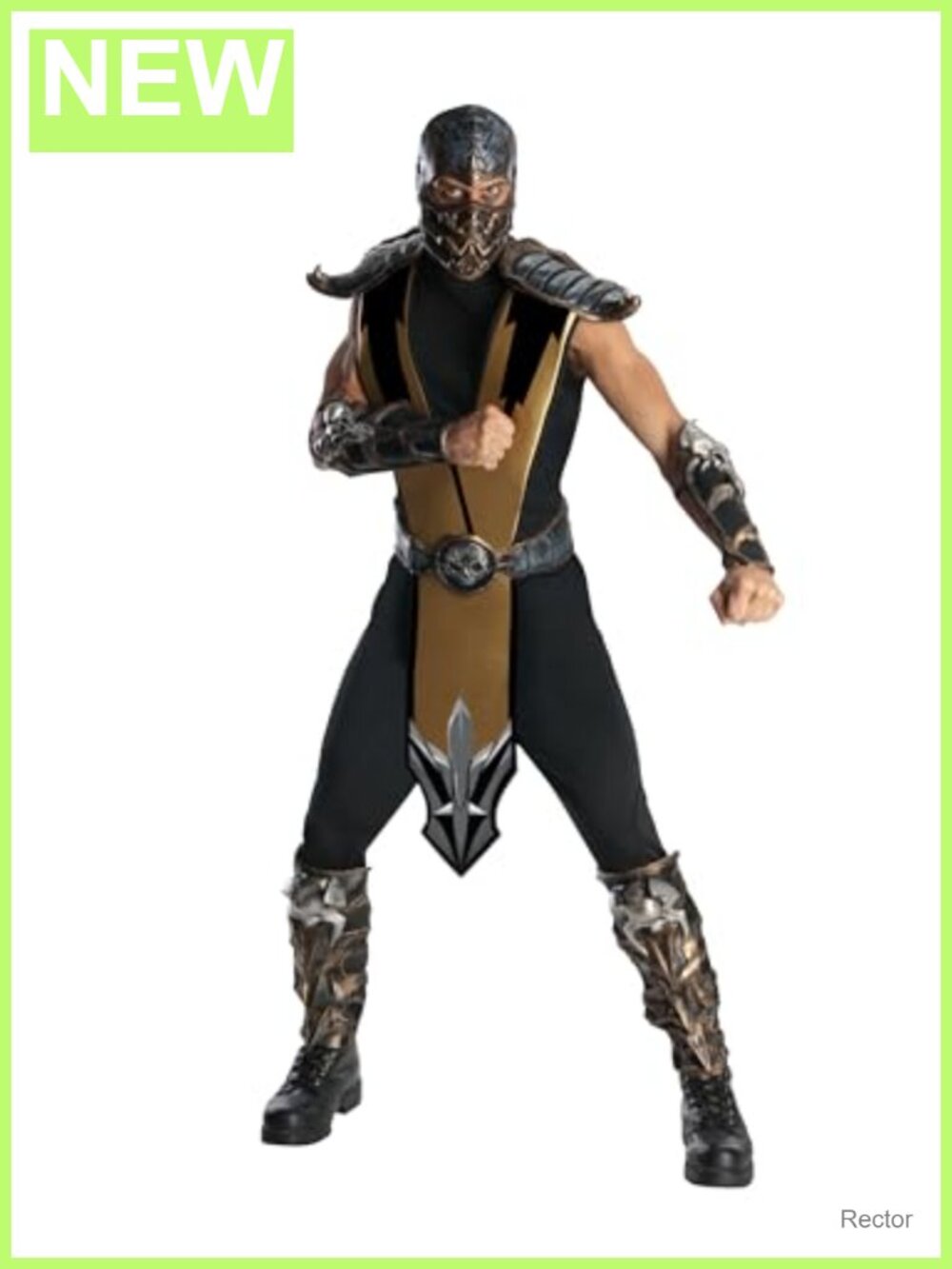 Mortal Kombat Scorpion Costume, Men's Standard, Jumpsuit, Mask, Armor